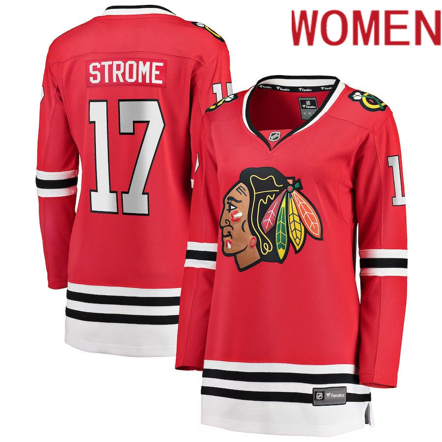 Women Chicago Blackhawks 17 Dylan Strome Fanatics Branded Red Home Breakaway Player NHL Jersey